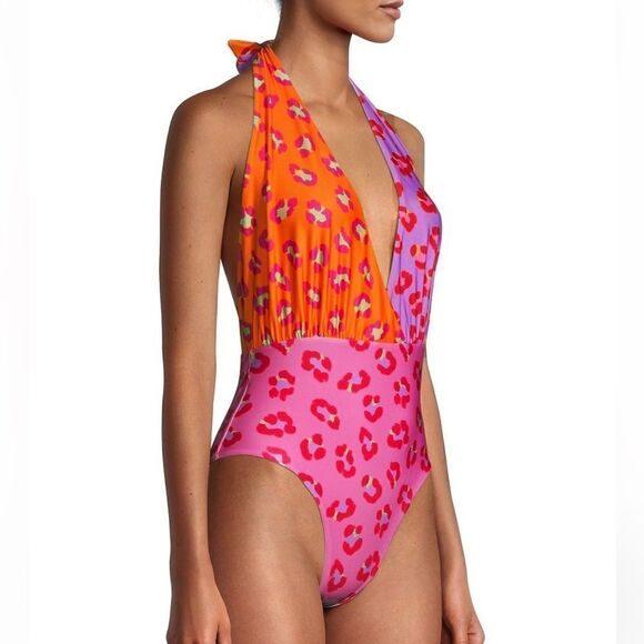 FARM Rio Maxi Leopard Patch Front One-Piece Swimsuit - Picture 1 of 4